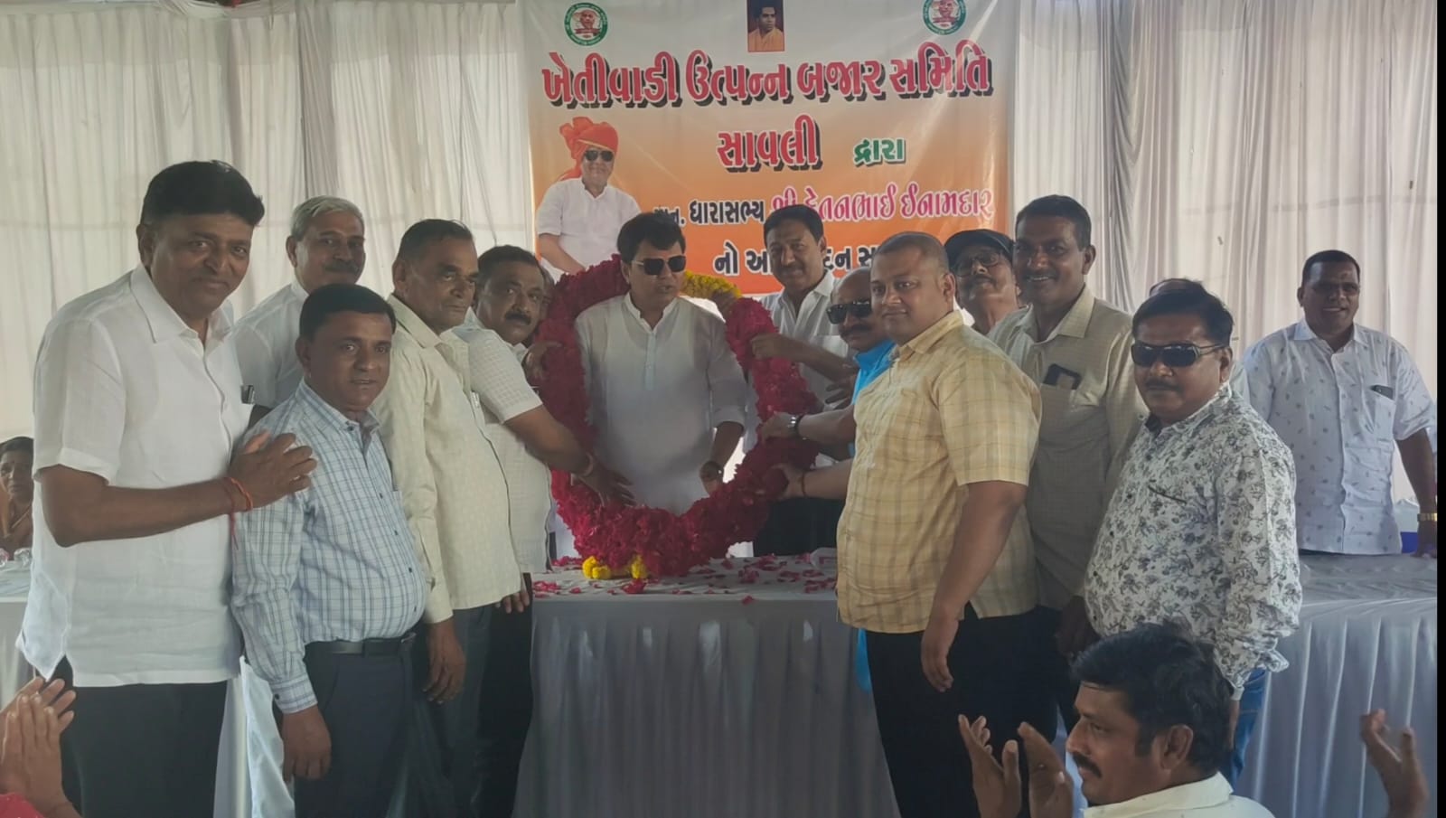 A felicitation program for the winning MLA was held in Savli APMC