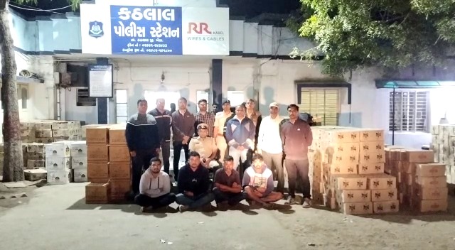 Kathlal police nabbed four men with foreign liquor worth Rs 32,95,200 from Pithai.