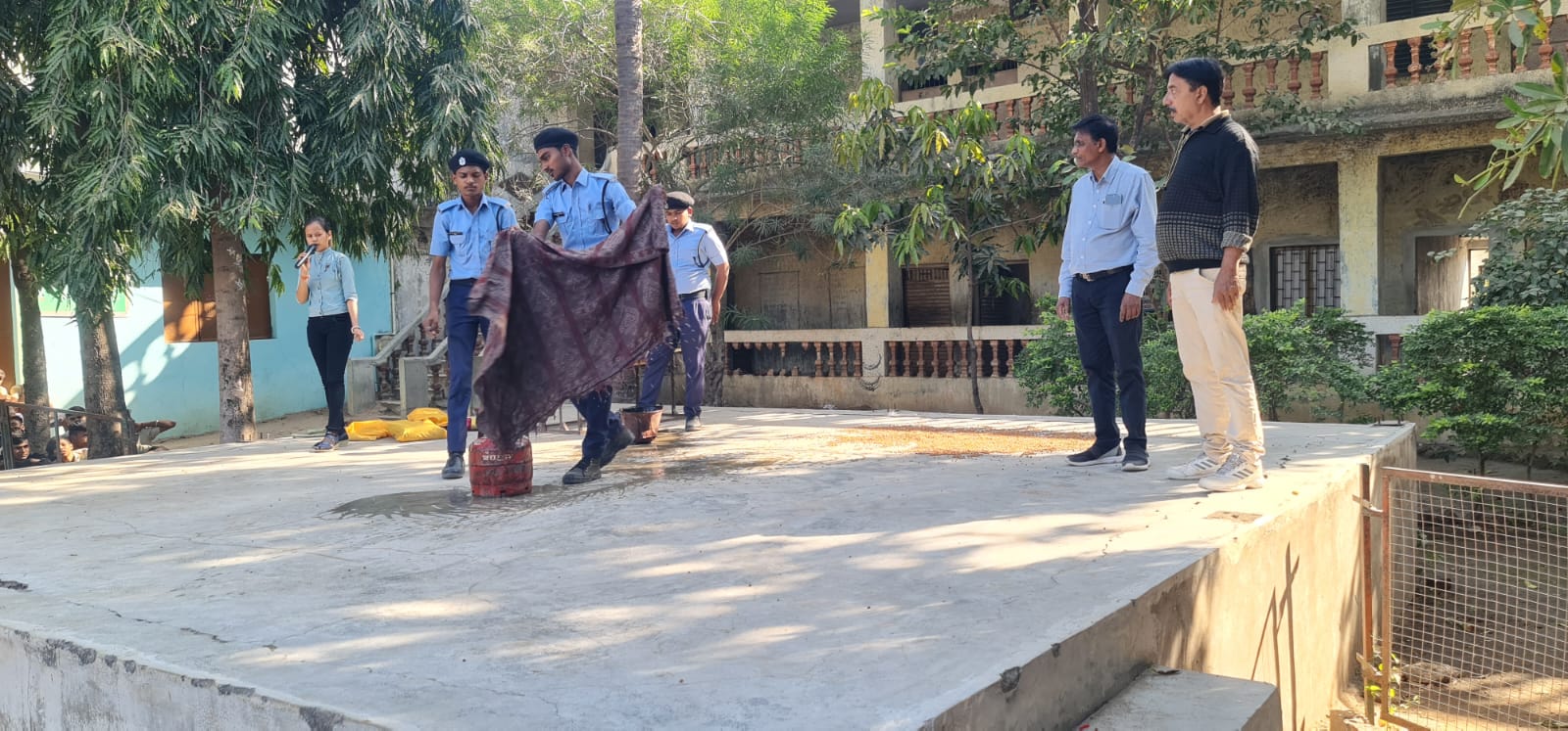 A program on fire safety was held in Bhensavahi High School of Pavijetpur taluka