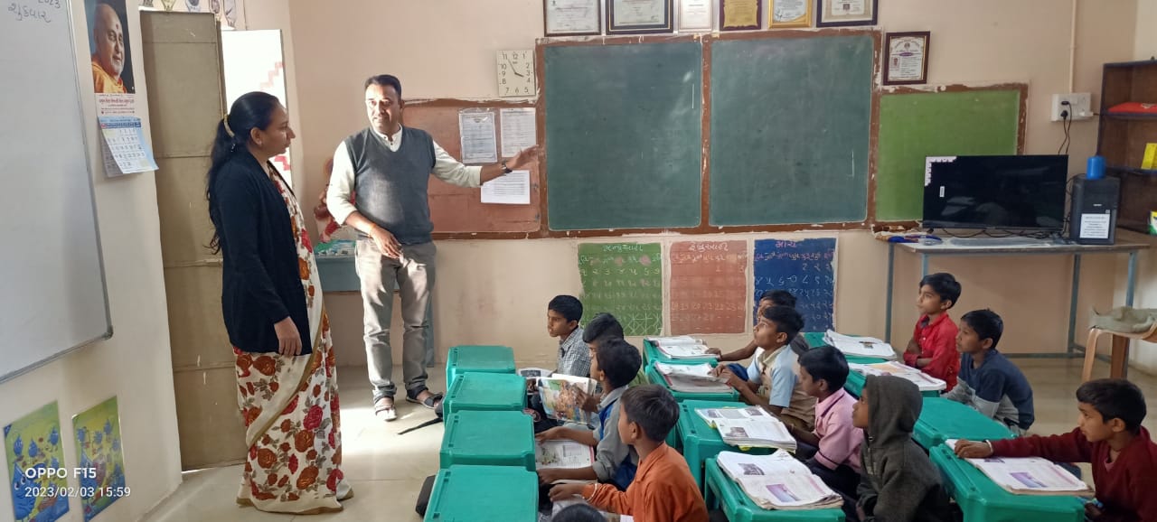 District Education Officer visiting teacher Rajesh Patel who is dedicated to education