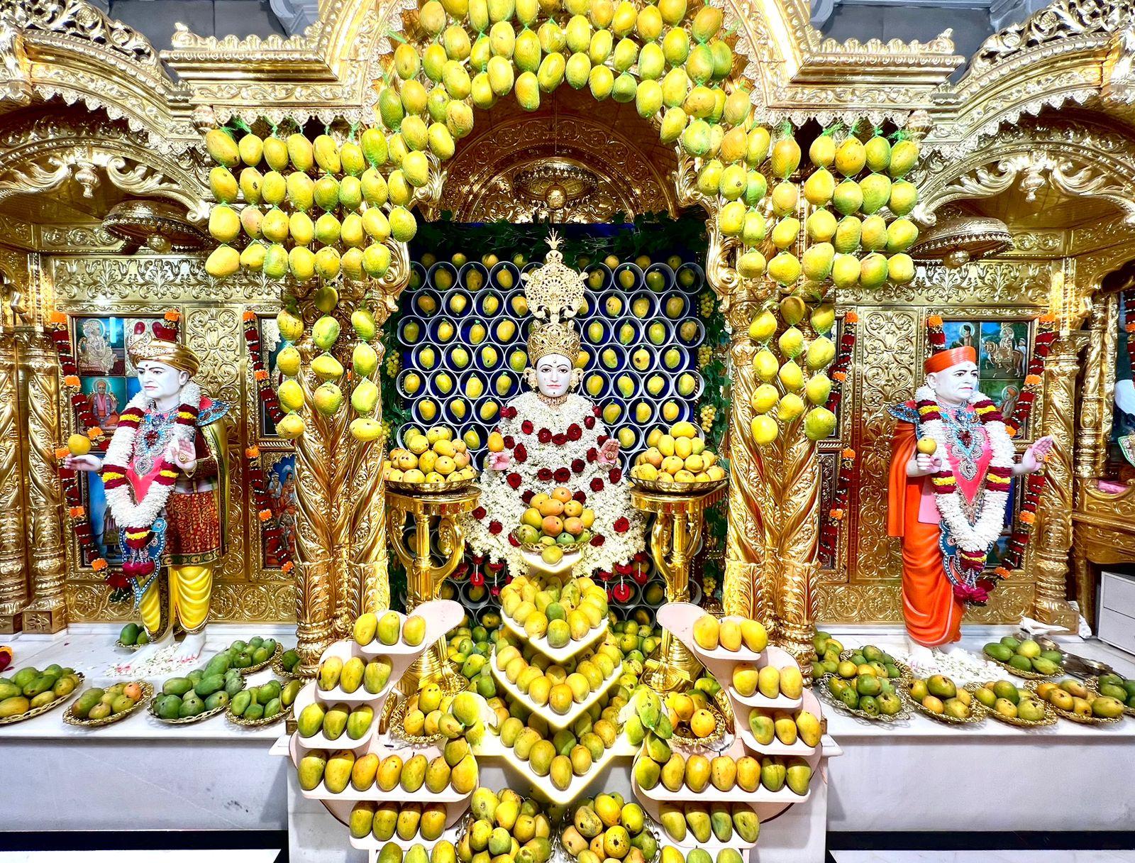 Sri Ghanshyam Maharaj was celebrated with grand Amrotsava on the eleventh of Chaitra Vad Ekadashi-Varuthini at Maninagar Sri Swaminarayan Mandir...