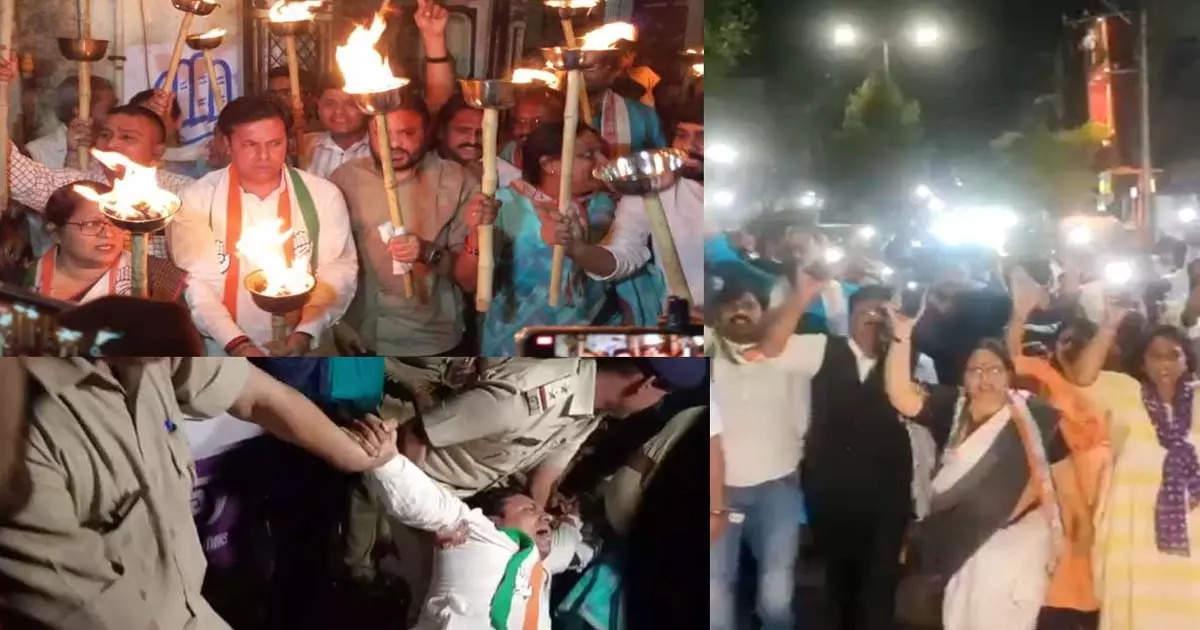 in-vadodara-police-stopped-the-torch-rally-of-congress-so-the-leaders-started-the-journey-in-this-way