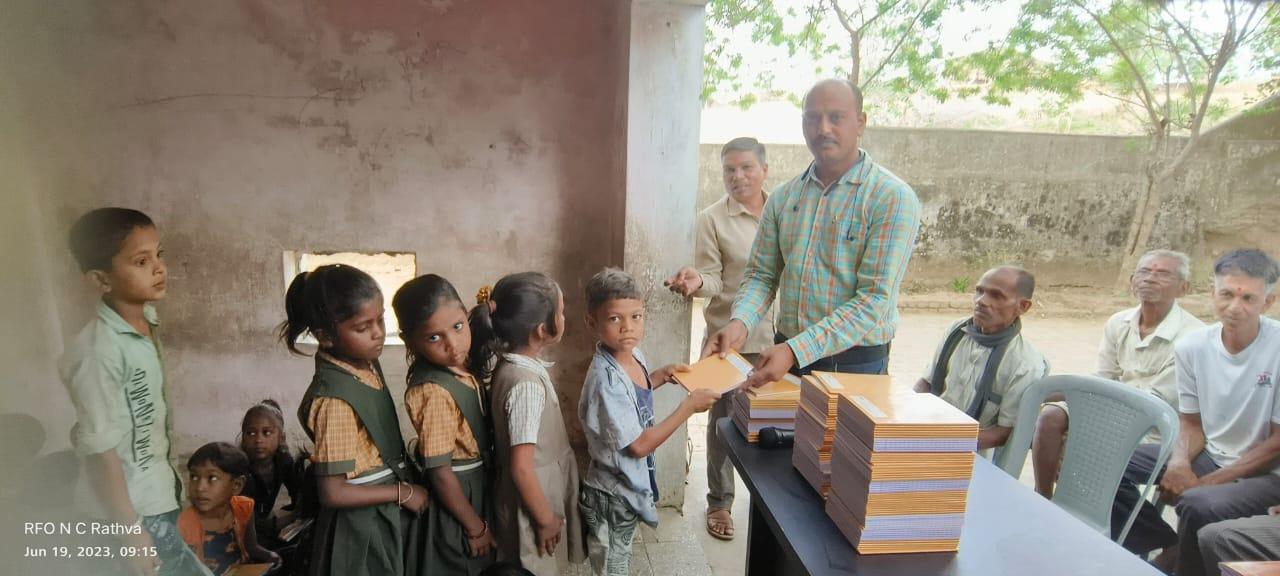 By distributing notebooks to the children studying in the village school, the debt to the homeland was paid off