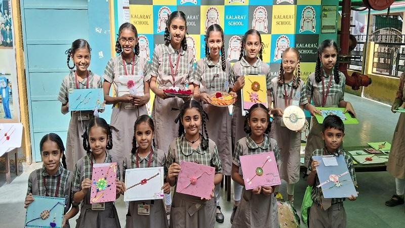 A rakhi competition was held on the occasion of Raksha Bandhan at Kalarav School in Halol