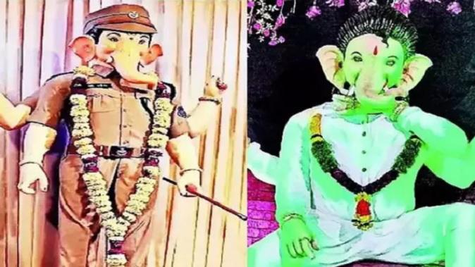 Ganesha seen in 'Police' and 'Pushpa' style, police removed dress after controversy; flaming people