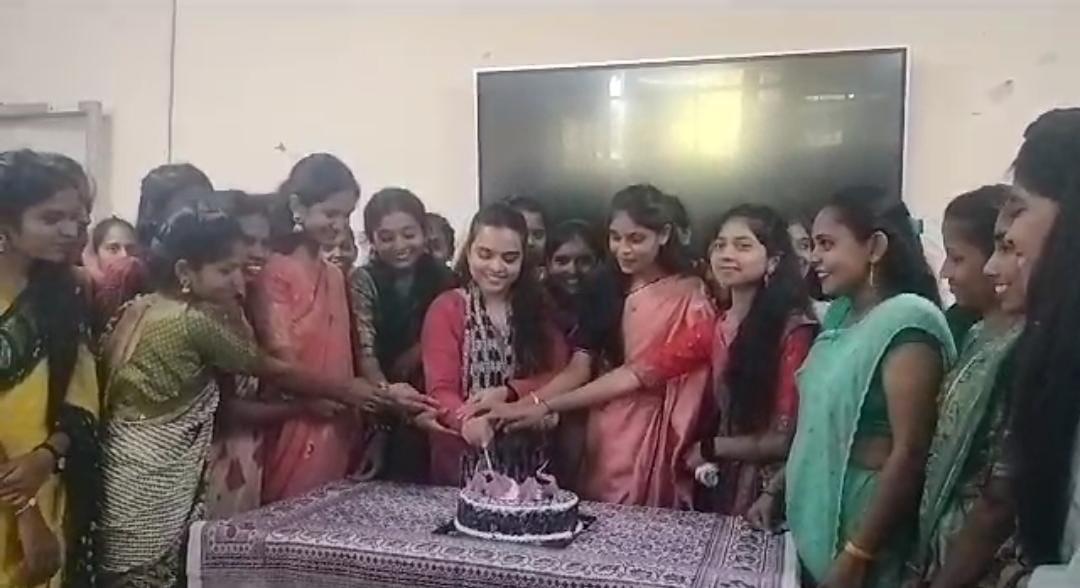 Celebration of Teacher's Day by cake cutting at Adivasi Institute of Nursing College Jetpurpawi