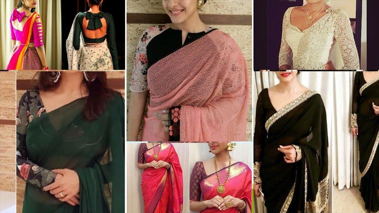 Style this blouse design with a saree to look slim