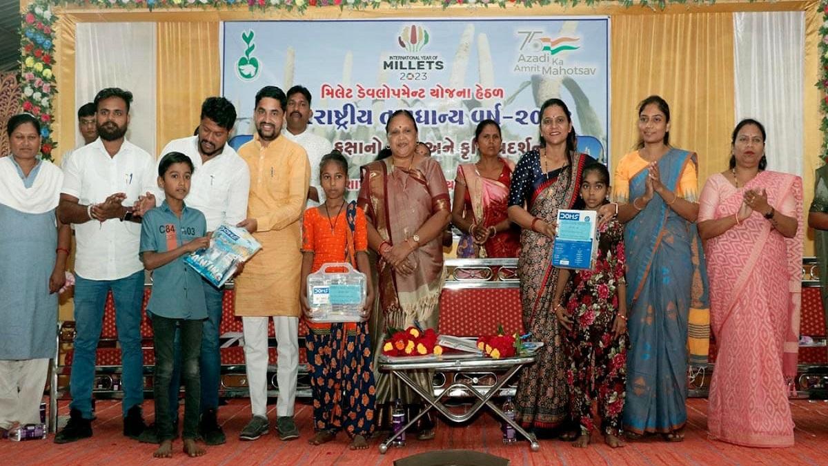 Under International Millet Year-2023 Agricultural Exhibition and Taluka Level Agricultural Fair was organized at Swaminarayan Hall at Chotaudepur.