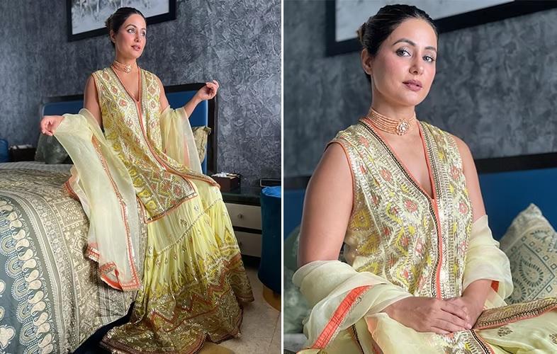 Try this ethnic look of Hina Khan this wedding season, you will stand out.