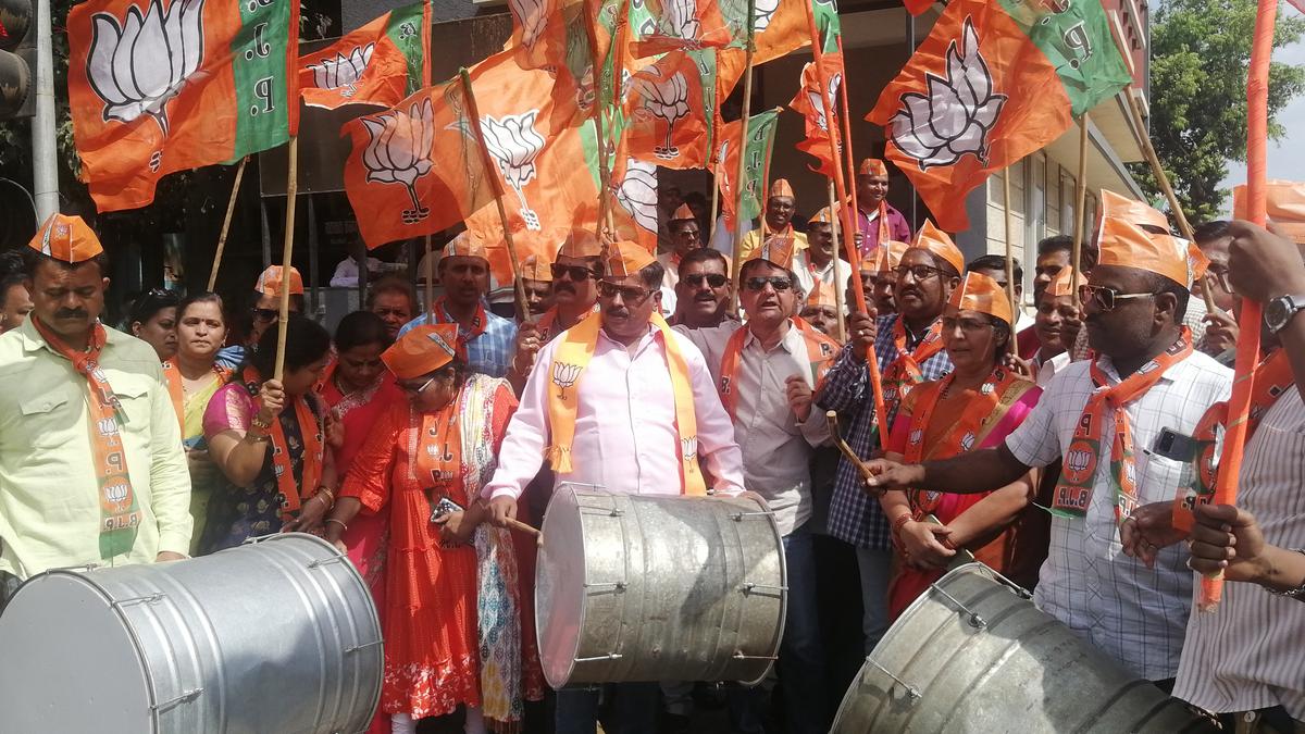 Party workers celebrated BJP's victory in three states