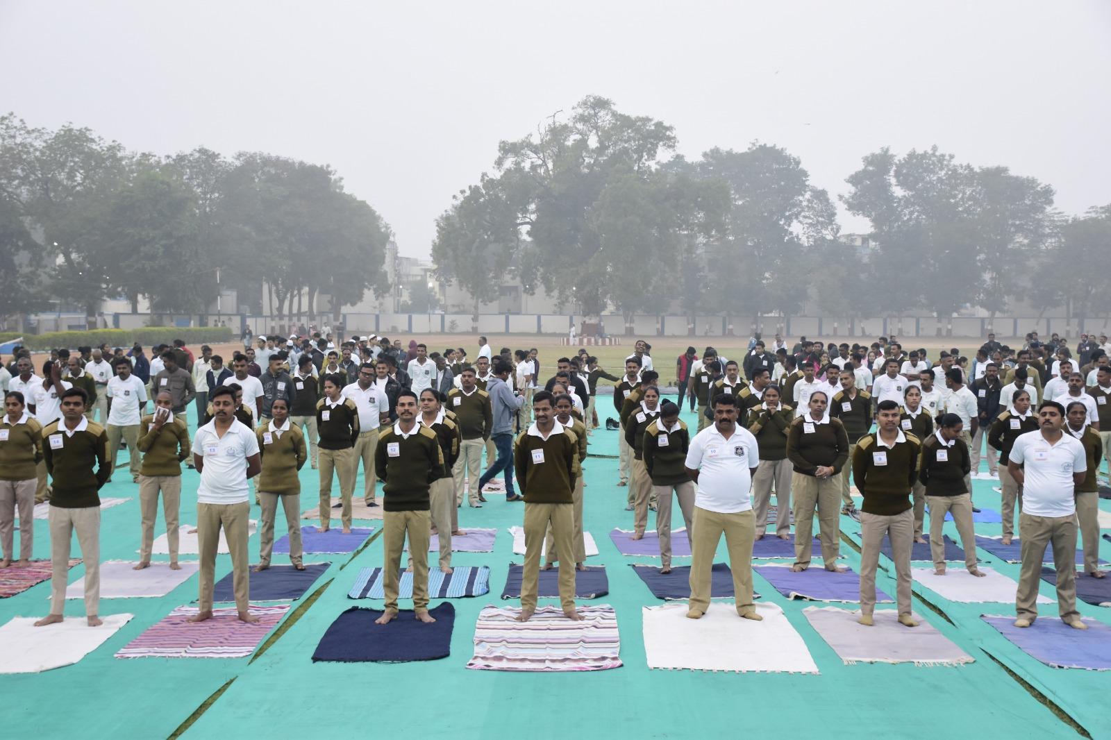 District level Surya Namaskar program was organized at Police Parade Ground Godhra