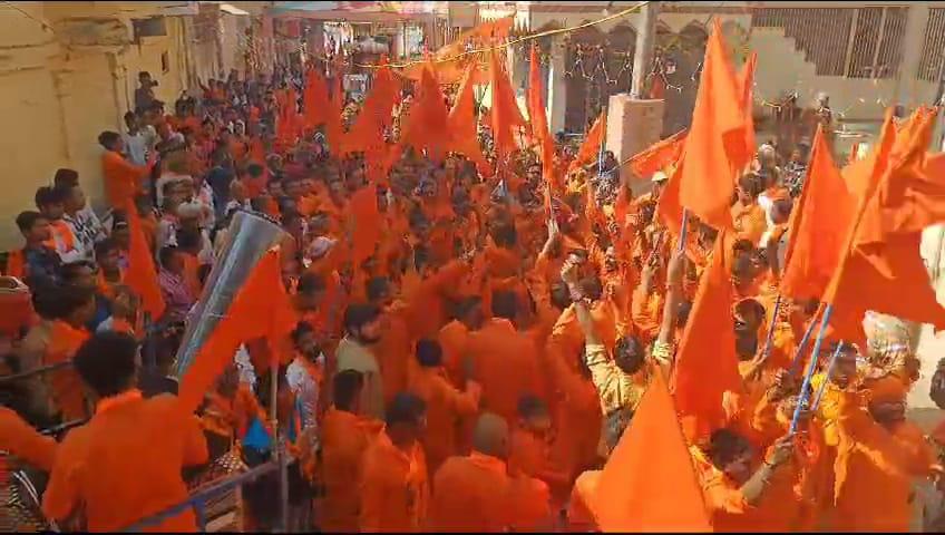 As part of the grand celebration of Ayodhya Mahotsav, a grand procession was held at Sewalia