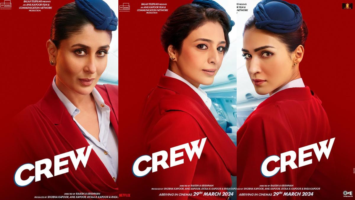 The poster of Kareena-Tabu and Kriti's 'The Crew' is out, the three beauties are seen in air hostess look