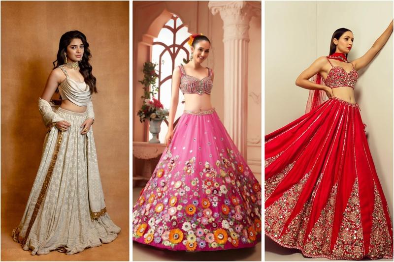 Not just sarees, tissue fabric looks amazing in lehengas and gowns too, making it a perfect choice for weddings.