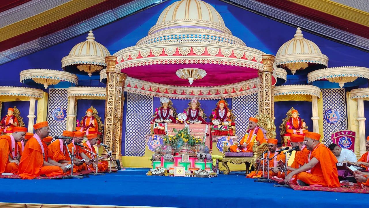 Three-day Sri Swaminarayan Temple, Dharampur - Sri Ghanshyam Maharaj Suvarna Pratishtha Festival celebrated at Rangechang